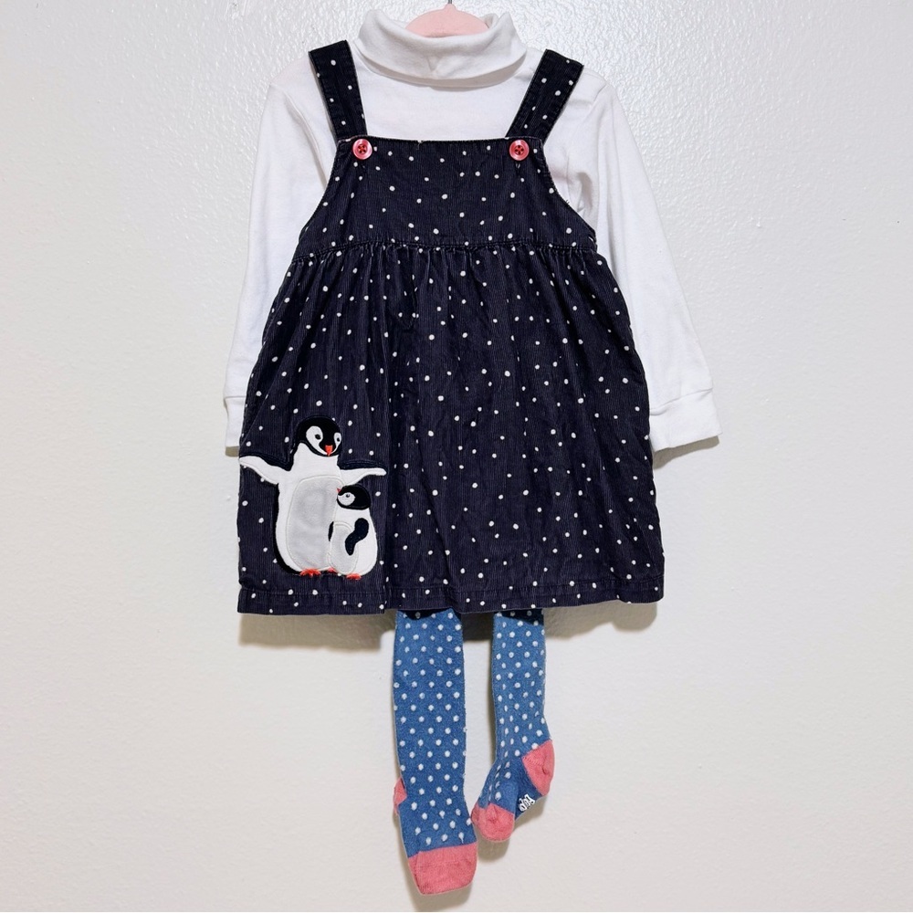 penguin pinnie dress with tights and bodysuit set Mini boden 12m